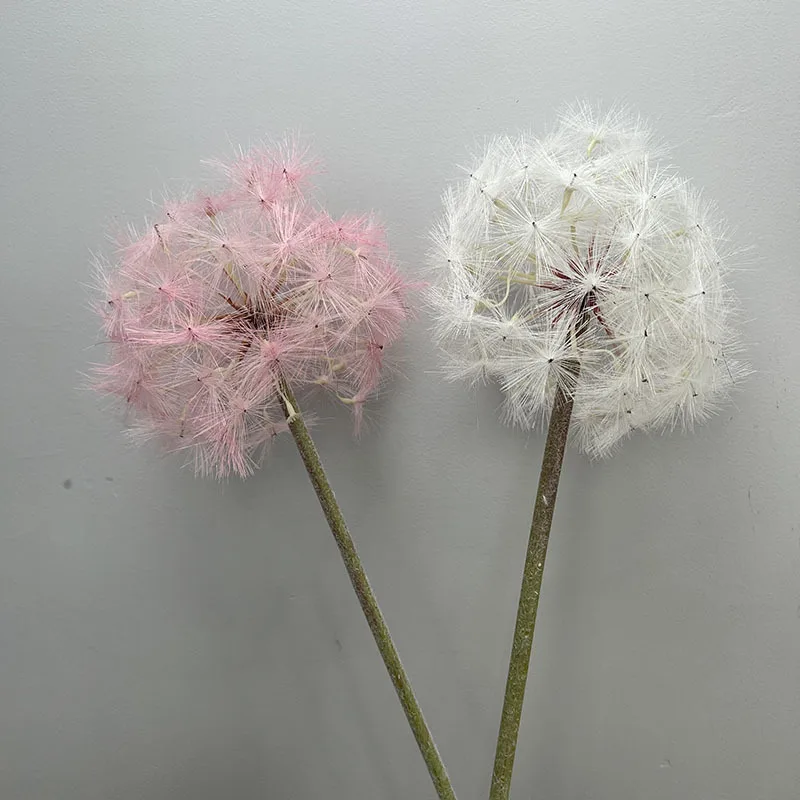 74/90cm Large Dandelion Flower for Home Decoration Flocking Plants Artificial Flower Wedding Centerpieces White Pink Dandelion
