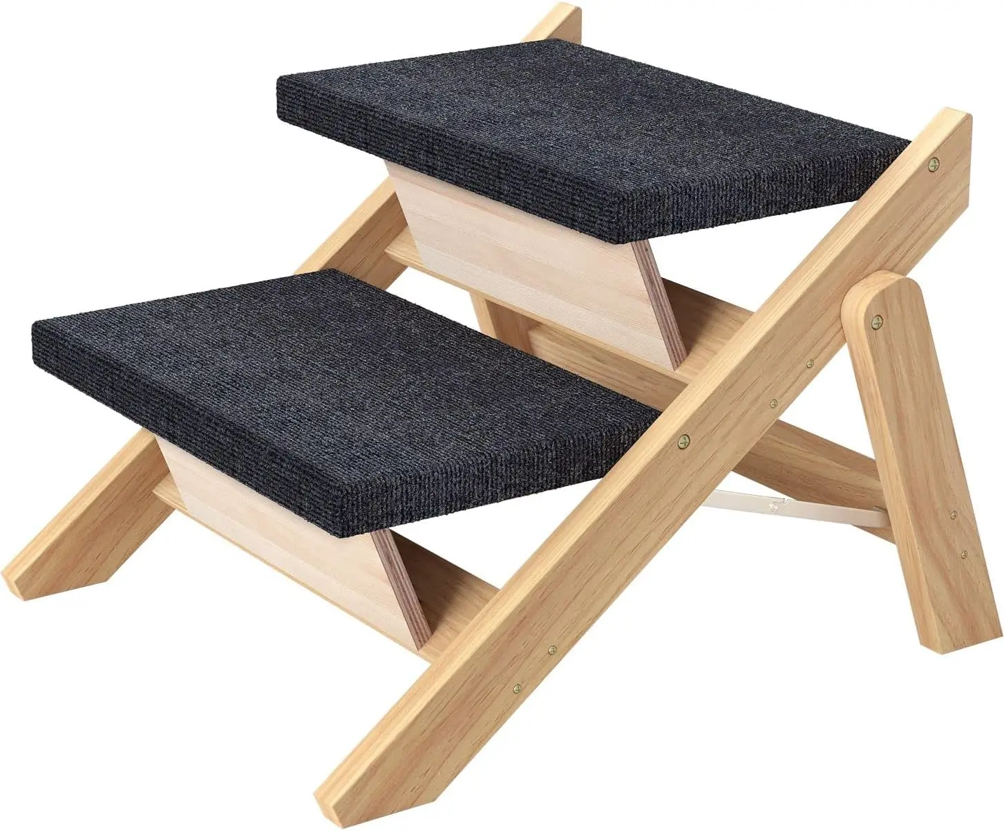 Foldable Wood Dog Ramp with Non-Slip Pads, Safety, Durable Portable Dog/Cat Ladder