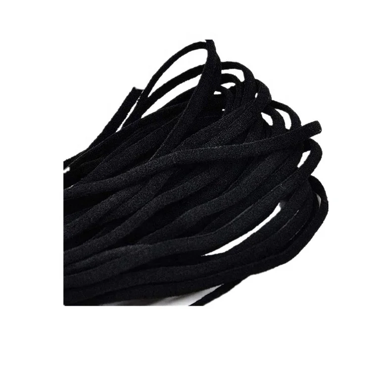 5MM  Earloop   Elastic  Black Flat Thin Cord Holder Soft Ear Tie Rope Elastic Cord