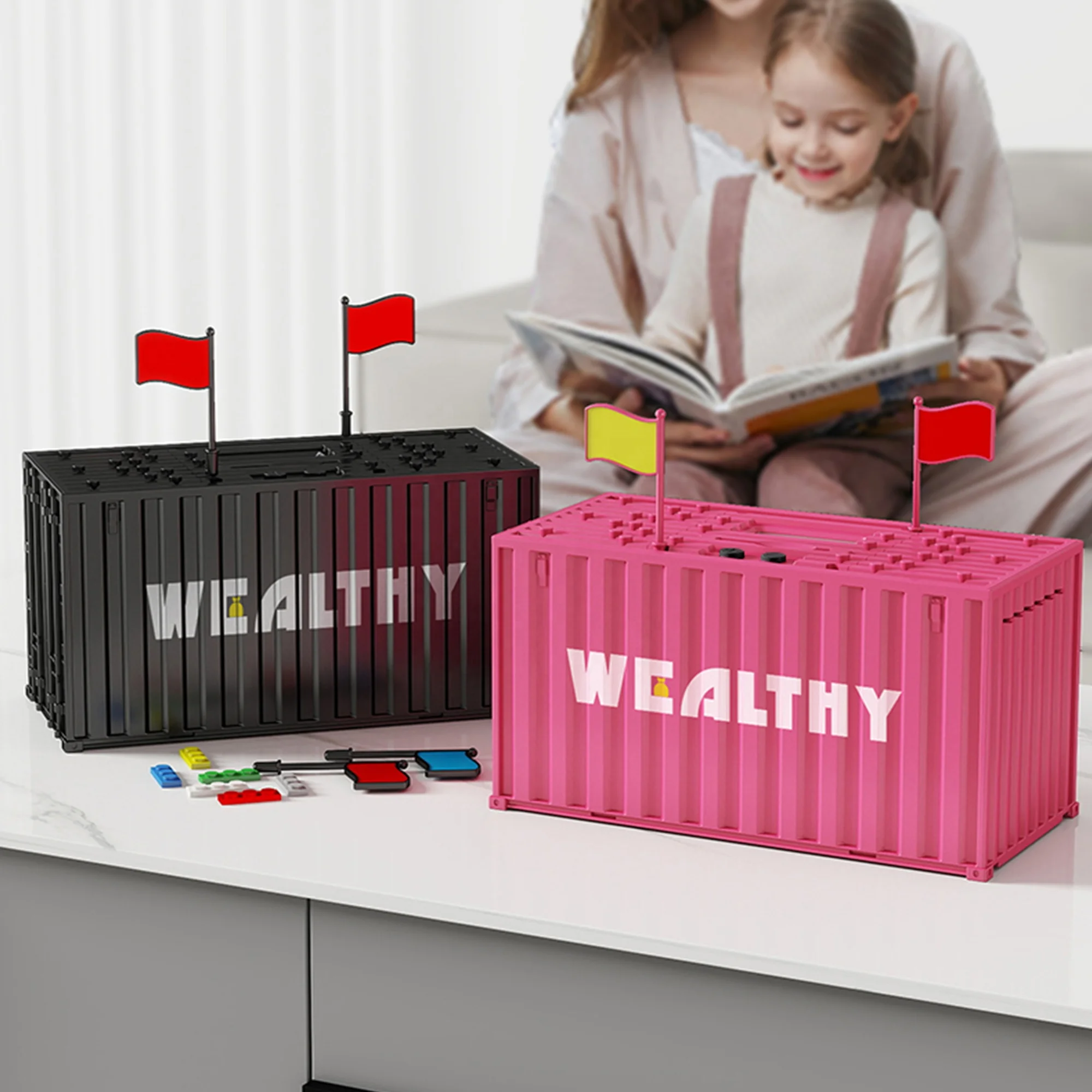 Container Shape EU, USD Counting Money Jar Coin Bank Digital Piggy Bank with Automatic LCD Display for Adults Kids