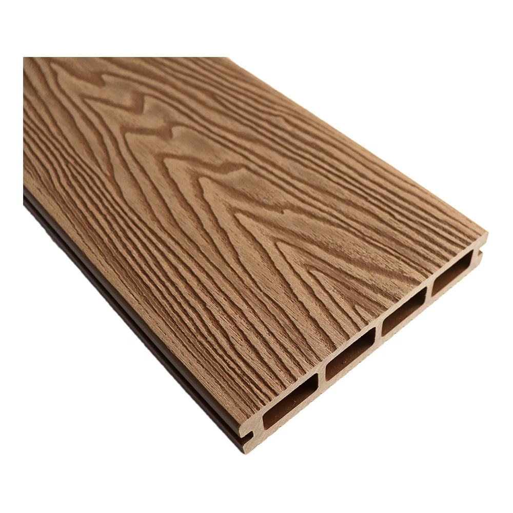 Deep Embossed Wood Plastic Board Composite Decking Easy-clean Decking Plank Crack-Resistant Outdoor WPC Floor