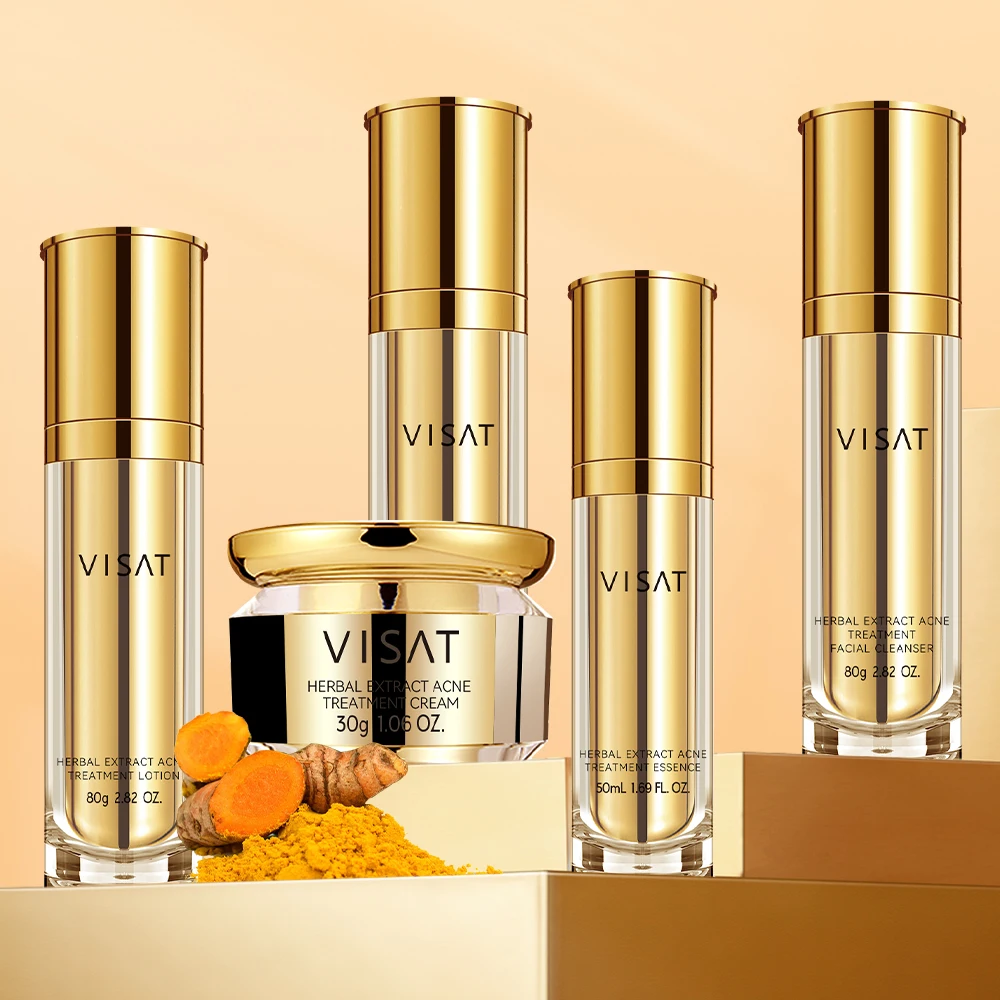 Turmeric Skincare Set Anti Acne Dark Spot Whitening Private Label Serum Cream Facial Wash face Skin Care Set (new)