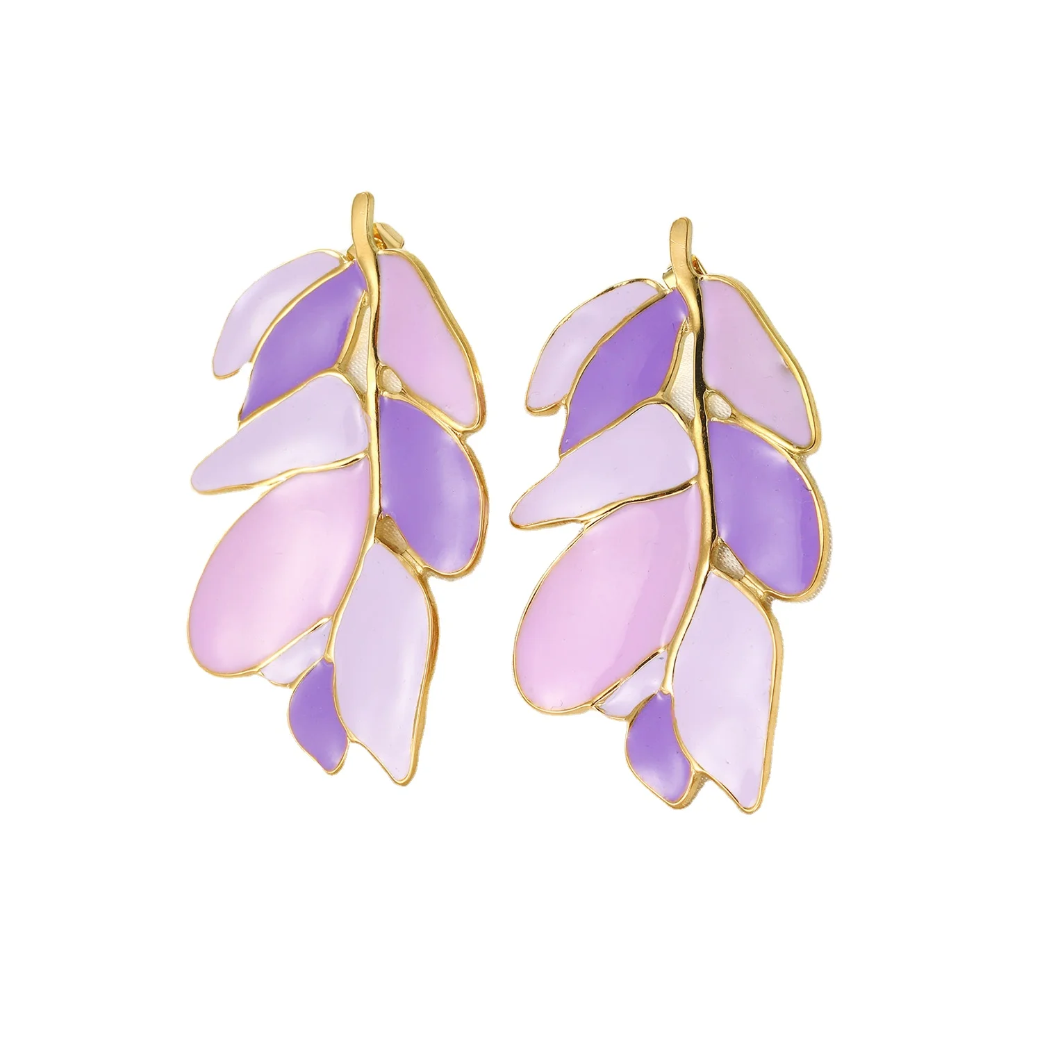 Оптовая Продажа Модные серьги из нержавеющей стали позолоченные серьги глицинии для женщин