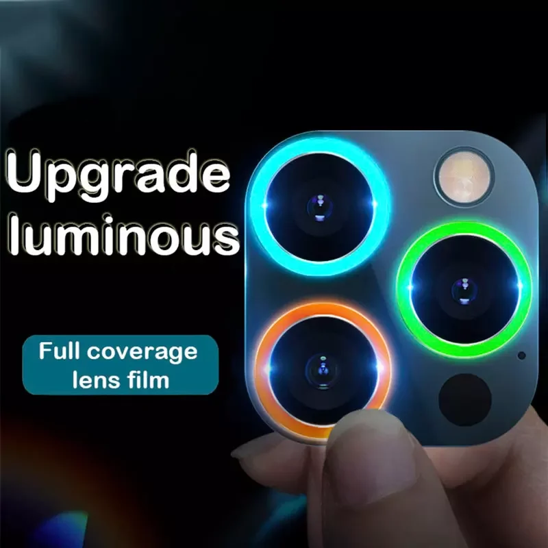 Anti-scratch Luminous Camera Lens Protector for iPhone 14 pro max Colorful Protector Film for Mobile Tempered Glass