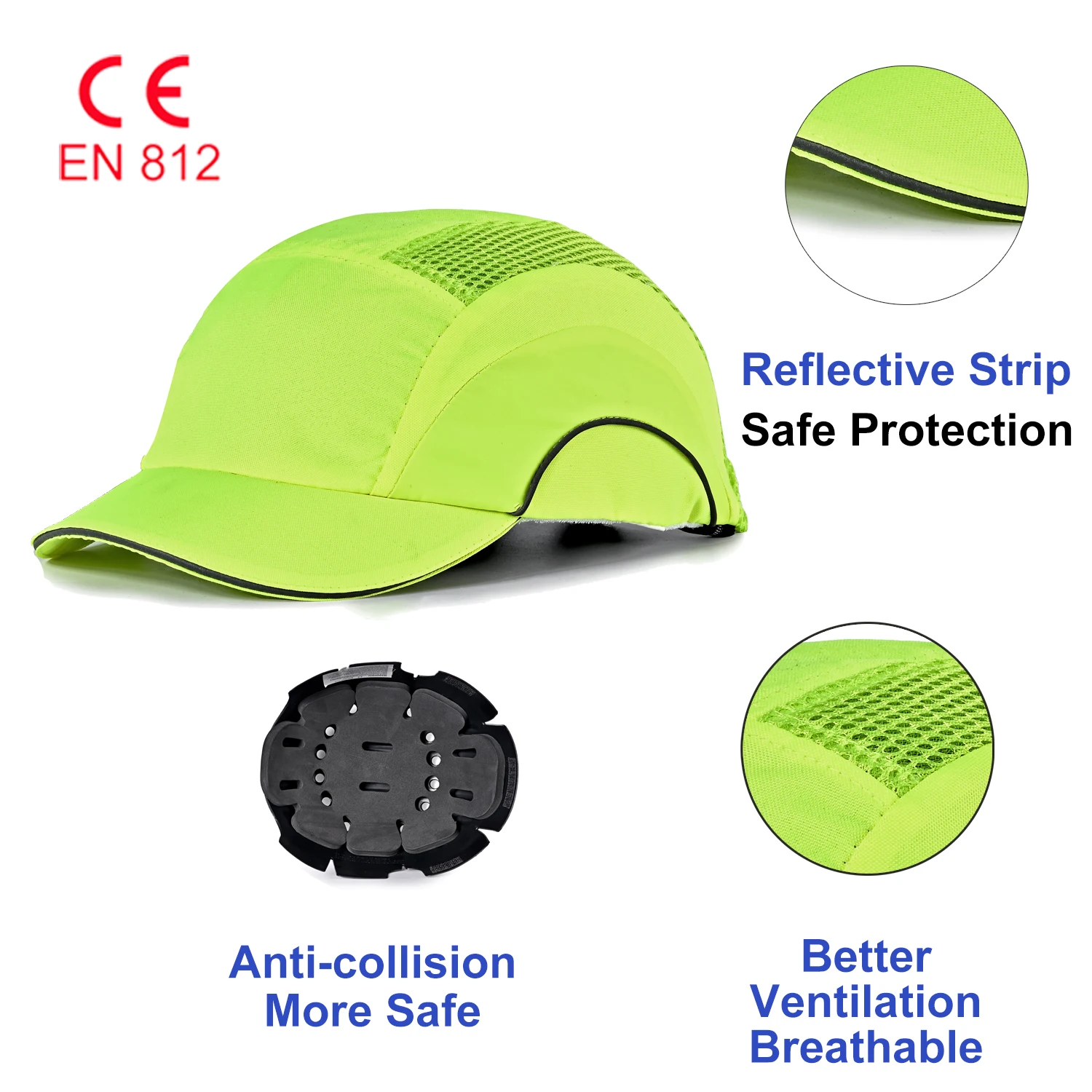 wholesale cotton safety bump caps shell chin strap plastic insert bump cap for ladies fluorescent orange ce safety eva bump cap