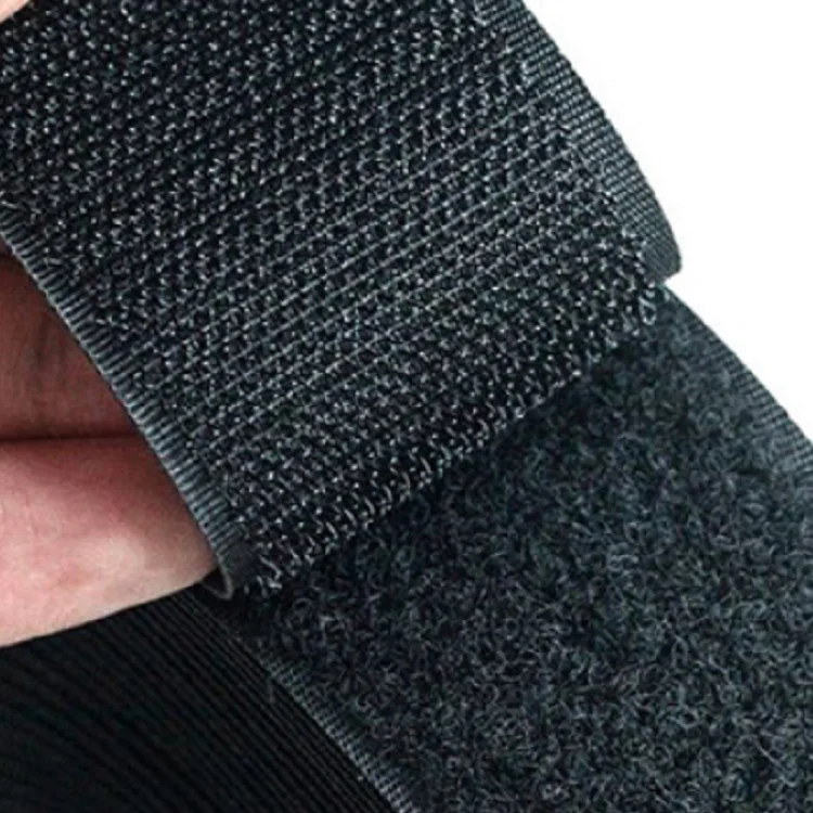 Factory wholesale nylon blend hook and loop fasteners adhesive buckle belt non adhesive blunt type hook and loop fasteners black