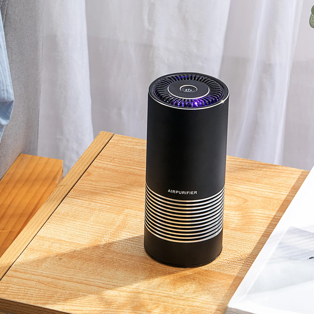 High-End Round Strong HEPA Filter Purifying Air Cleaner Gift Box Packing Promotion Rebrand Amazon Marketing Car Air Purifier