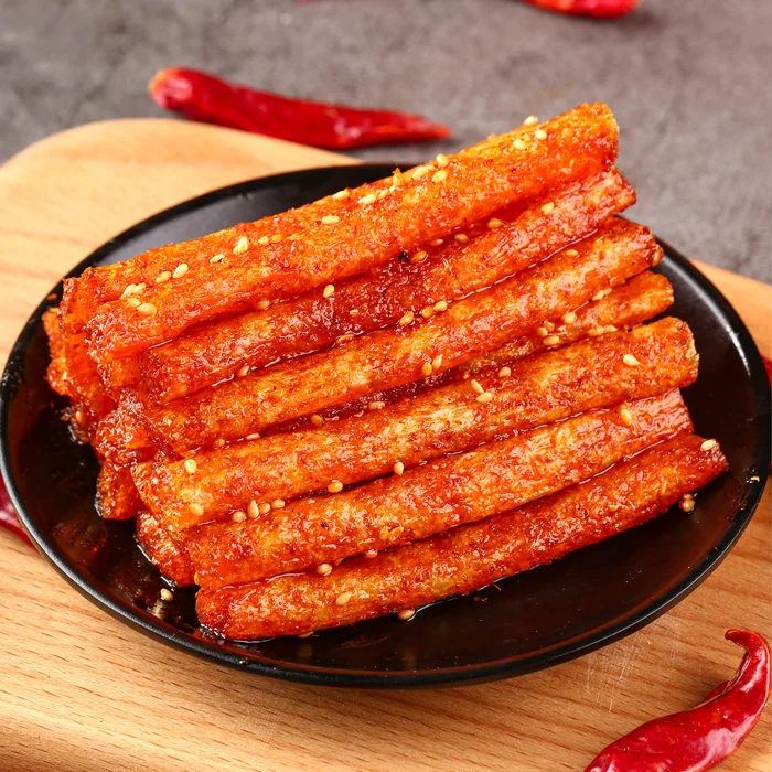 Popular Chinese Hot Spicy Latiao Gluten Grain Snacks Exotic Asian Spicy Strip Snacks Latiao