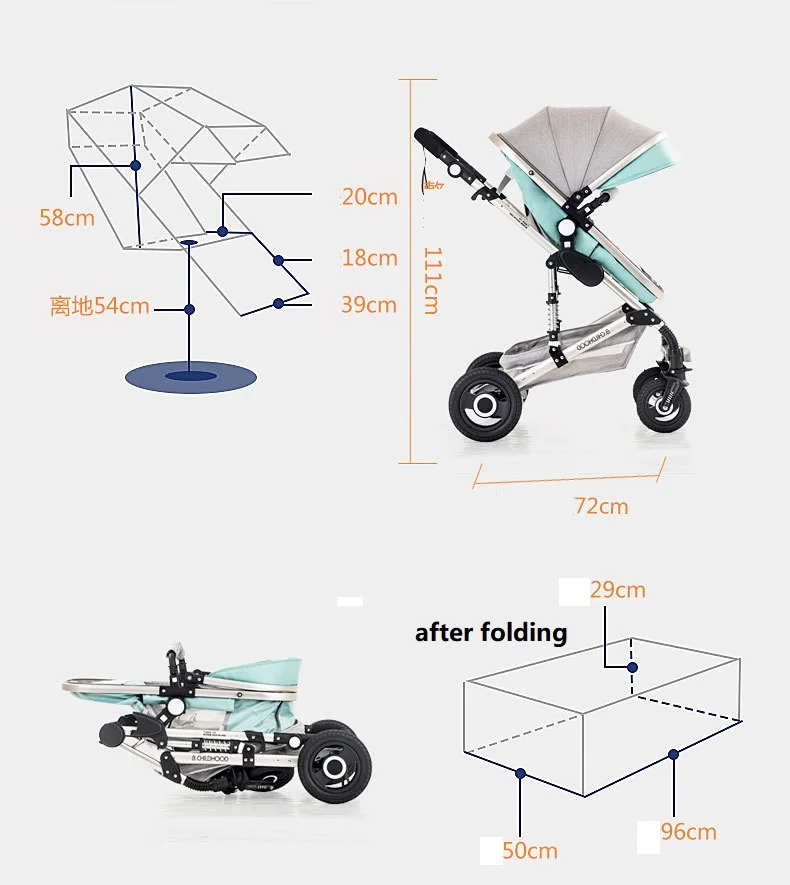 Wholesale Multi-Function Baby Carriage Baby Pram 3 In 1 Baby Strollers