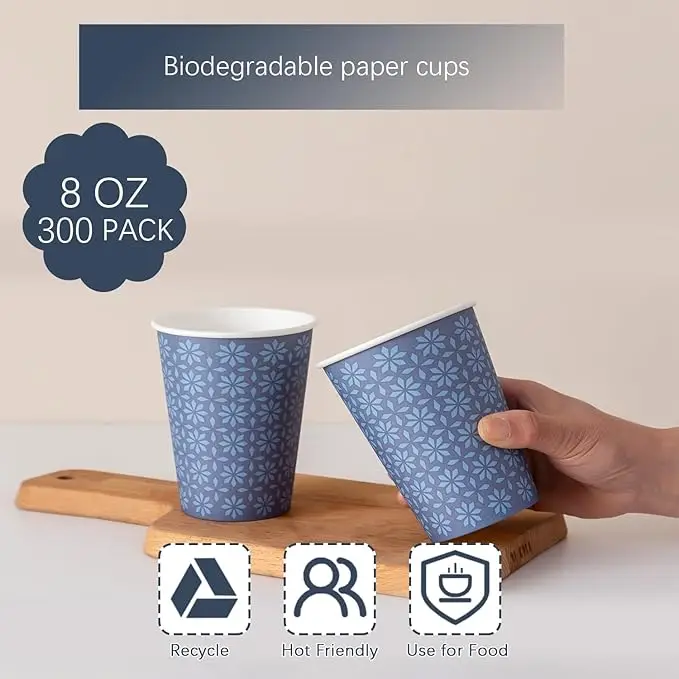 8 oz disposable paper cups, hot/cold drink paper drinking cups, paper coffee cups