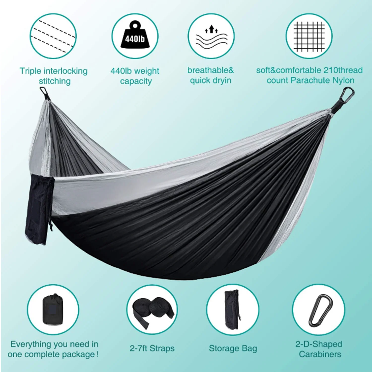 Portable and Durable Hammocks Outdoor New Design Hammock Swing with Side Pocket and Carry Bag