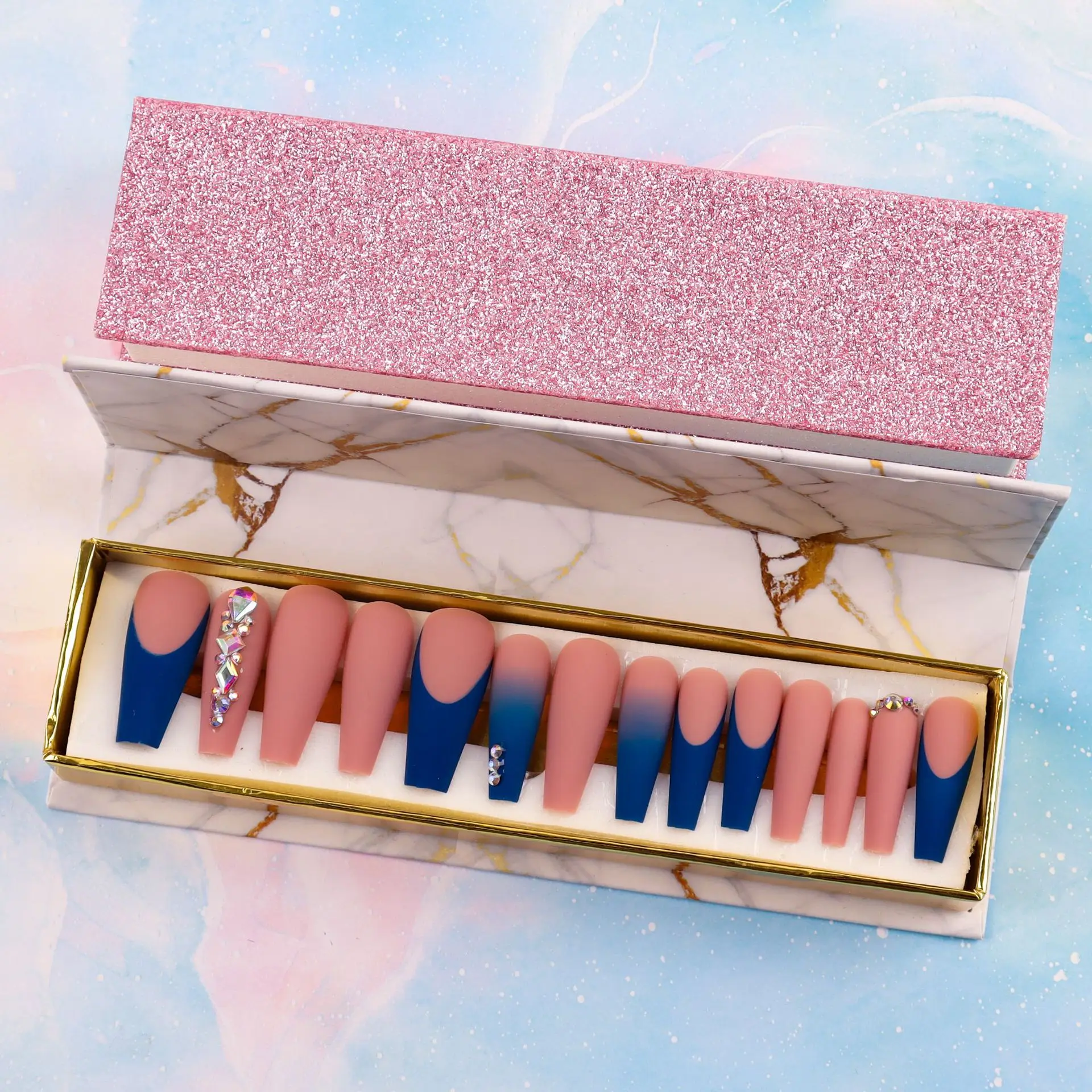 Custom Size Nails Box Luxury Design 2022 Paper Packaging Rigid Magnetic Press on Nails Box