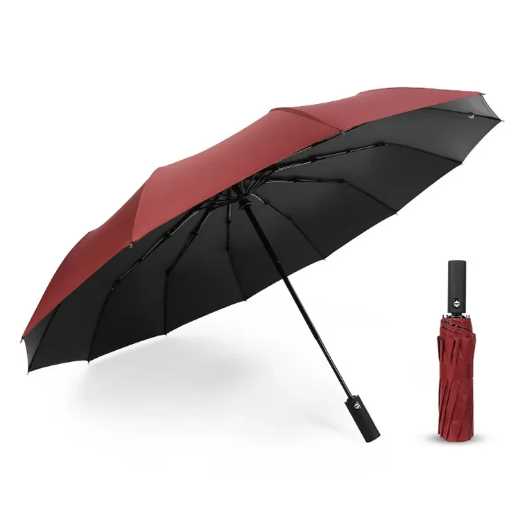 Custom Wholesale Small Lightweight Sturdy Steel Shaft Windproof Folding Automatic Umbrellas