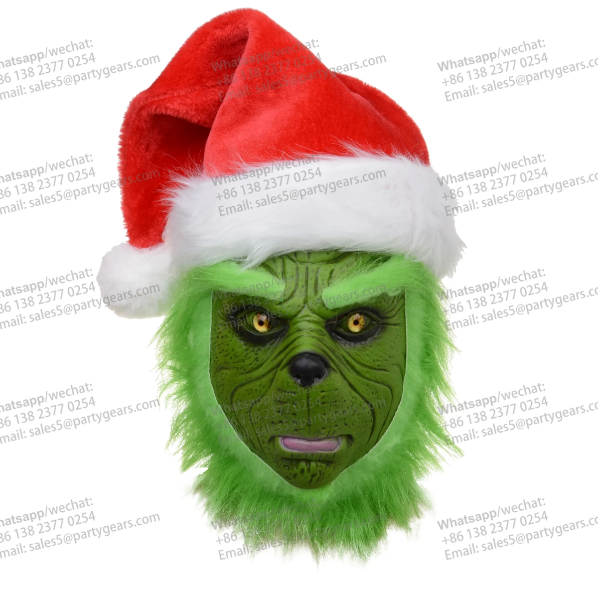Реквизит для маскарада, праздничная латексная маска, рождественские головные уборы, зеленая маска grinch