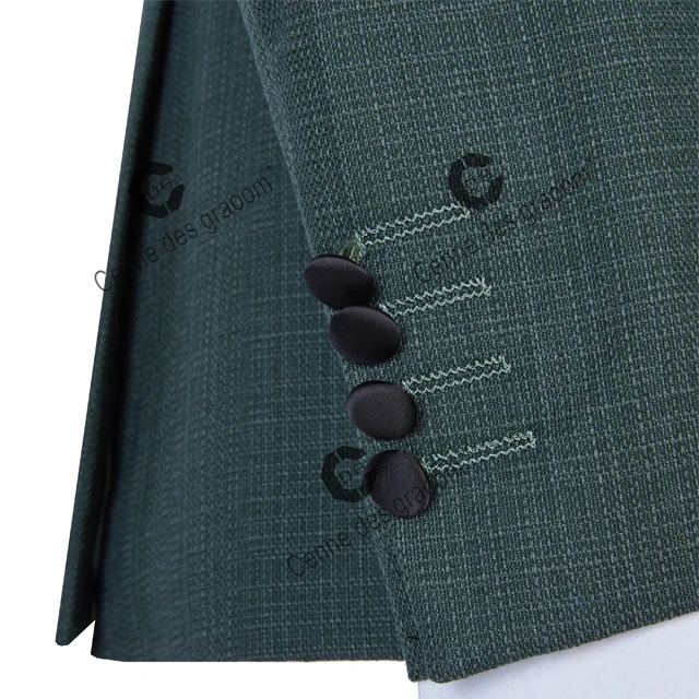 Cenne Des Graoom 2022 New Men Suits Double Breasted Tuxedo Shawl Lapel Steep Collar Tailor-Made Green 2 Pieces Terno Masculino
