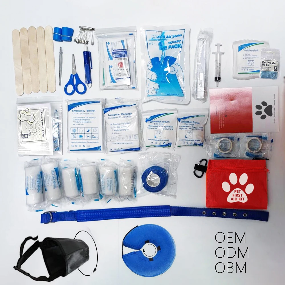 Custom best first aid kit for dog zip medical bag, pet dog first aid box with medical supplies