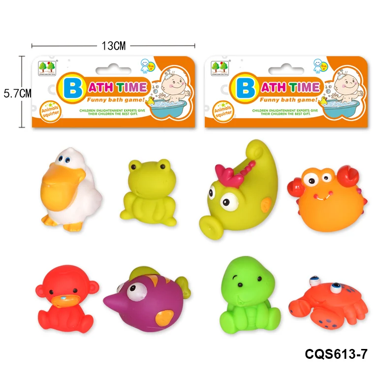 Top Selling Eco Friendly PVC Rubber Animals Turtle Frog Crab Toy For Baby Educational Baby Bath Toys 6 Pack