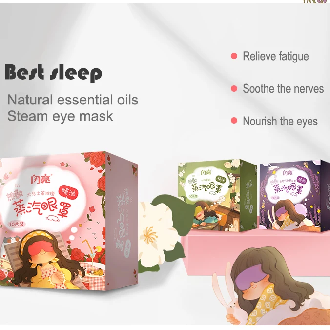 
Amazon hot selling Rose sleeping steam SPA heating eye warmer mask 