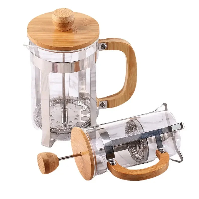 New arrival 600ml Coffee maker Tea maker Eco-friendly Bamboo Coffee Maker French Press Coffee Plunger With Glass French Press
