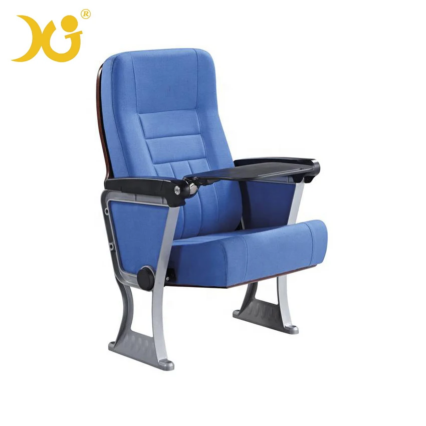 XJ-352 Blue Folding Durable Plastic Tablet Auditorium Chair With Writing Table