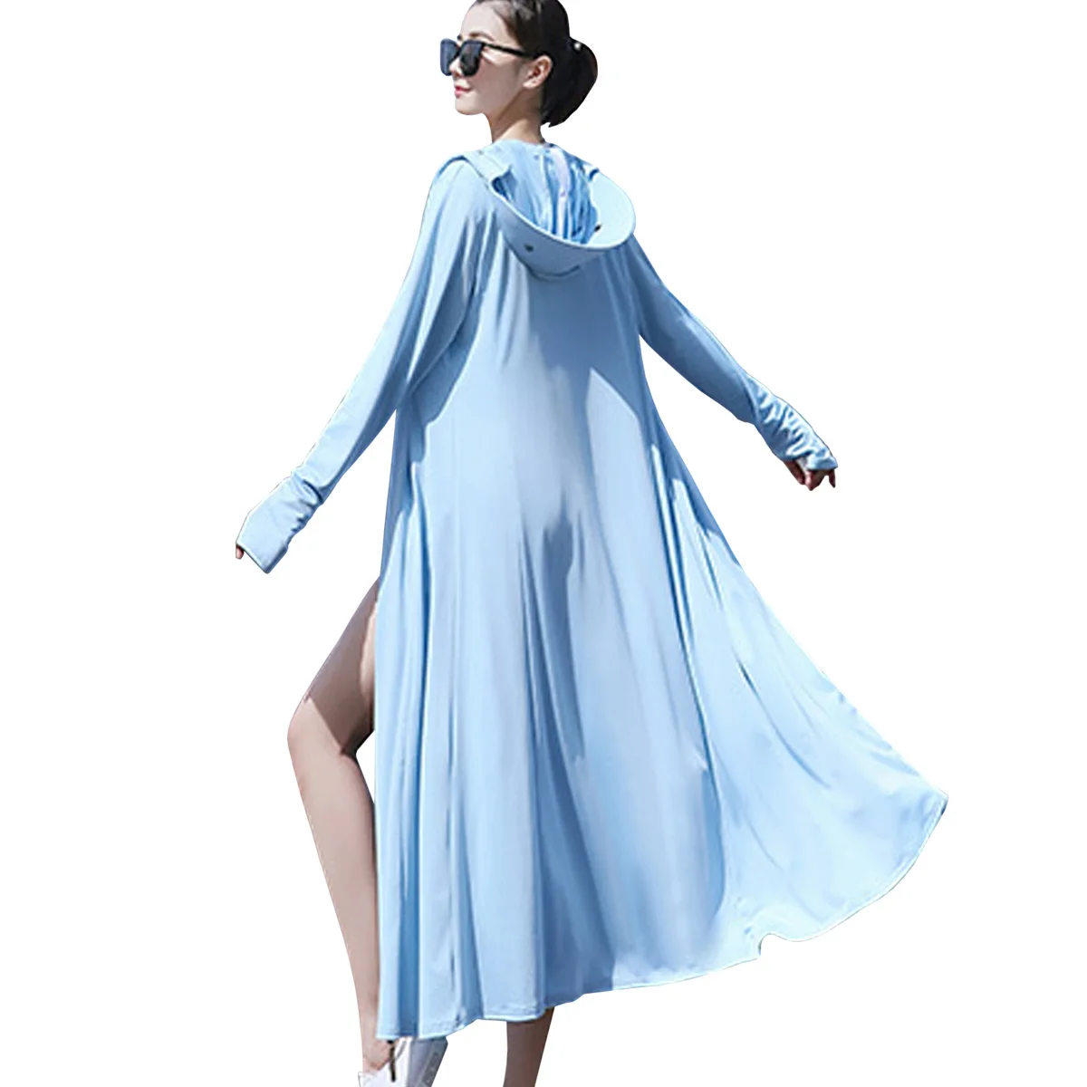 Sidiou Group New Long Style UV Protection Clothing With Safety Face Visor Shield Outdoor Fishing Lightweight Windbreaker Jacket