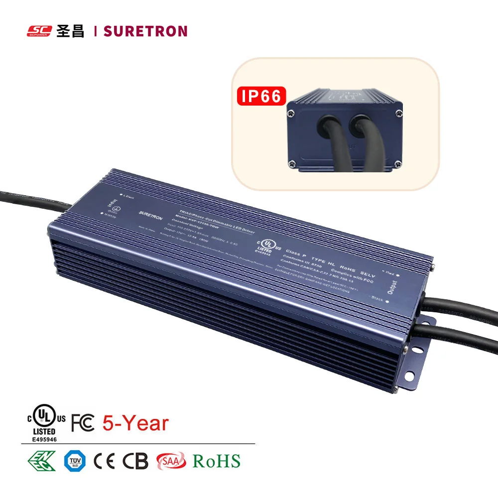 277 В постоянного напряжения 150 Вт переменного тока охлаждения светодиодные драйверы для