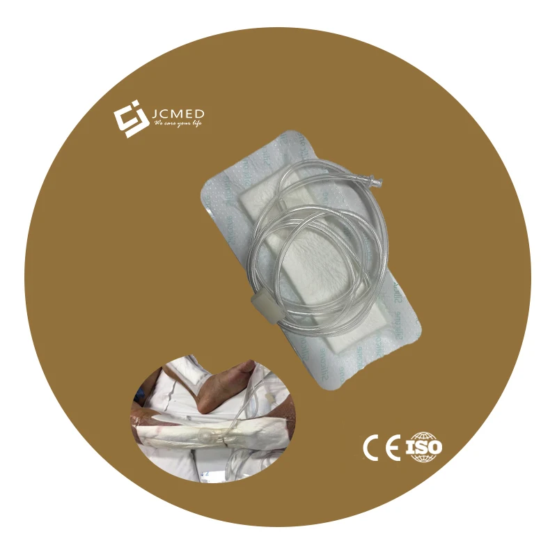 One piece disposable NPWT wound dressing silicone dressing with tube
