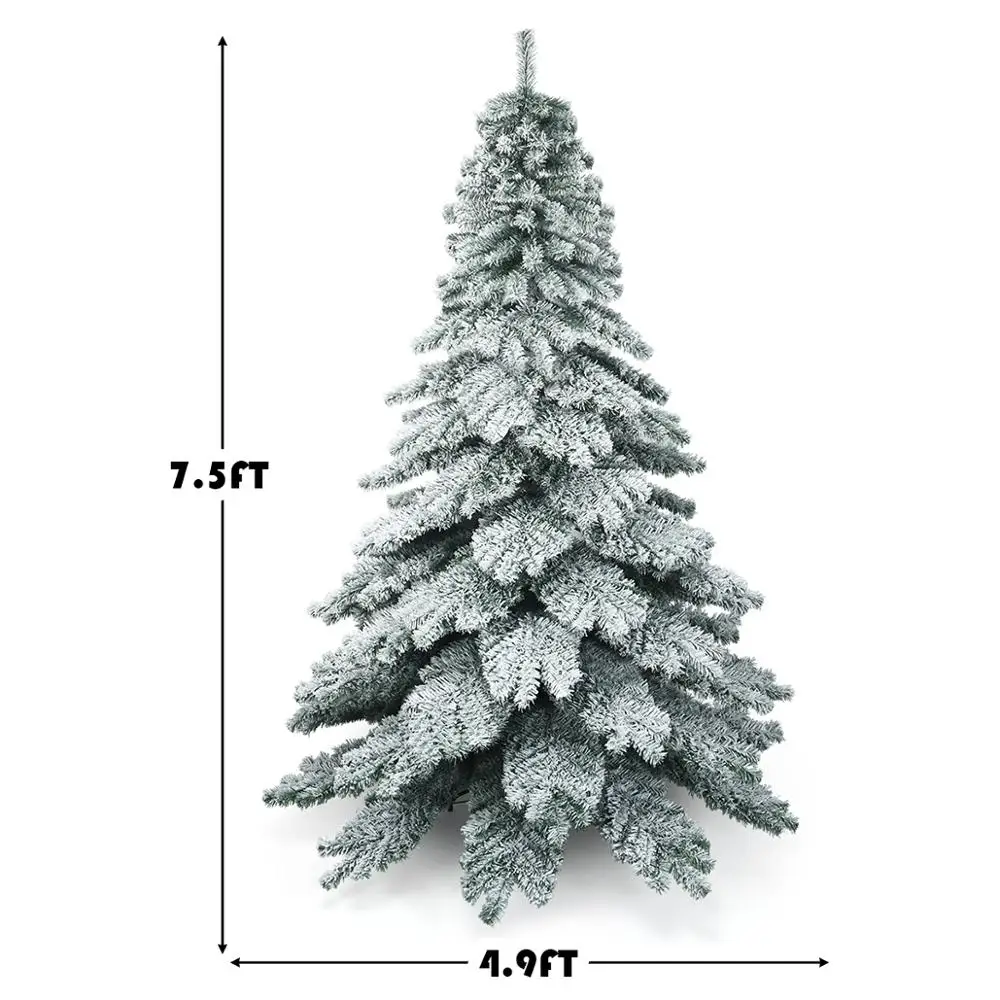 Senmasine Factory 7.5ft Snow Flocked Artificial Christmas Tree with metal stand for Holiday Christmas festival decoration