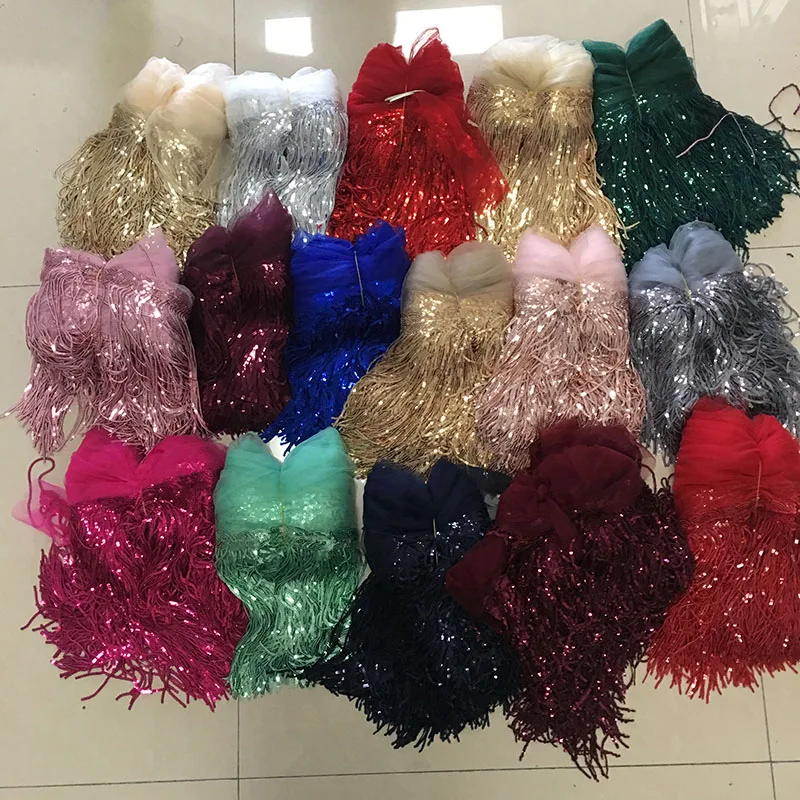 
Fabulous long sequin fringe for latin dance dress evening dress sequin trim sequin tassel fringe 