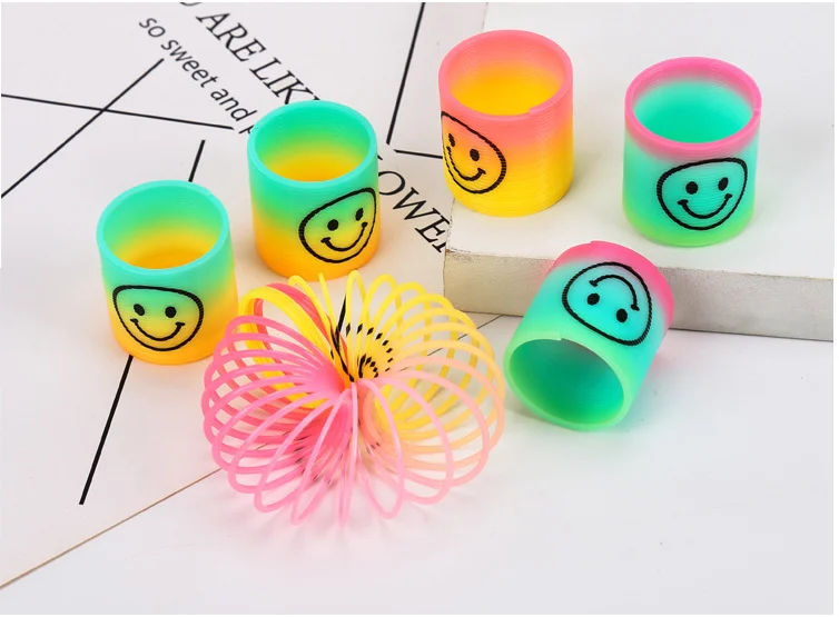 Small Plastic Rainbow Smiling Face Spring Coil Toys Magic Spring classic Educational Gift For Kids
