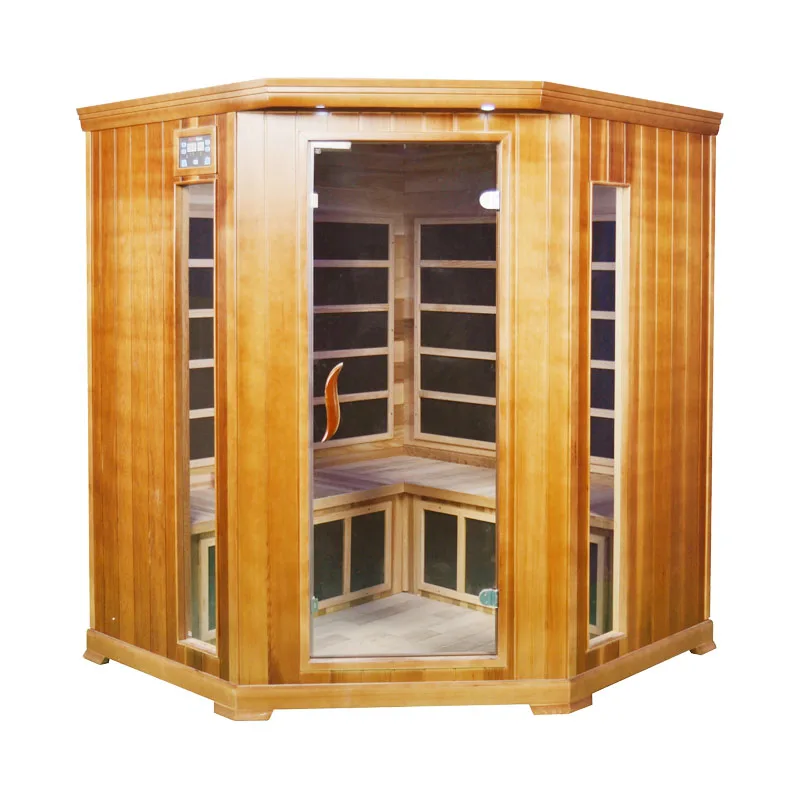 Chinese Factory Wooden 4 Person Infrared Sauna Room with Custom Carbon Heaters for Indoor Use