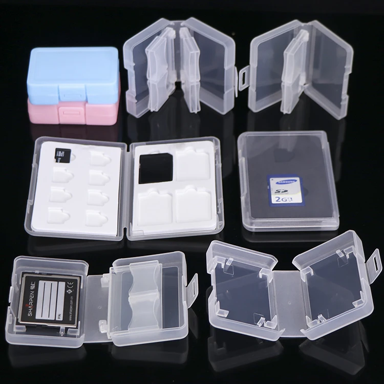 WS SD Card Holder Plastic SD MMC SDHC SDXC MicroSD PRO Duo Memory Card case Jewel Case Transparent SD Card Storage Case