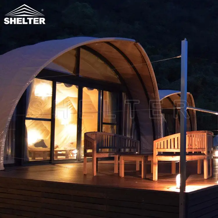 4-5 Person Unique Shape 4 Season Safari Waterproof Canvas Tent House For Camping Hotel