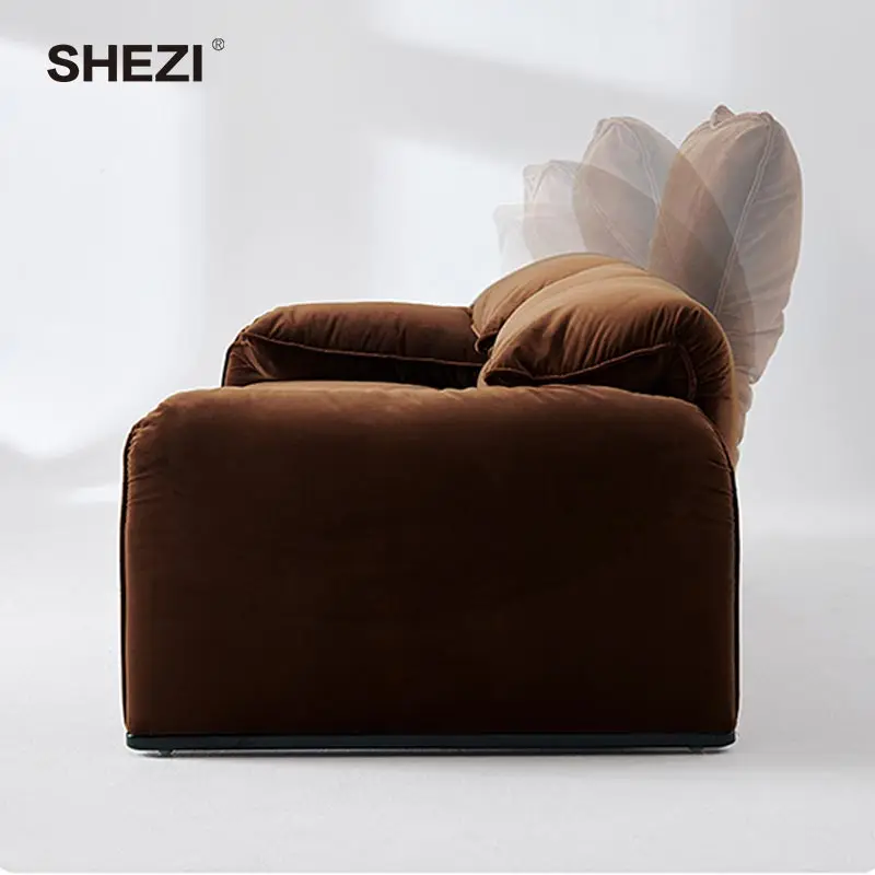 SHEZI Factory supply Maralunga luxury couch adjustable backrest sectional living room sofa set furniture leather sofa