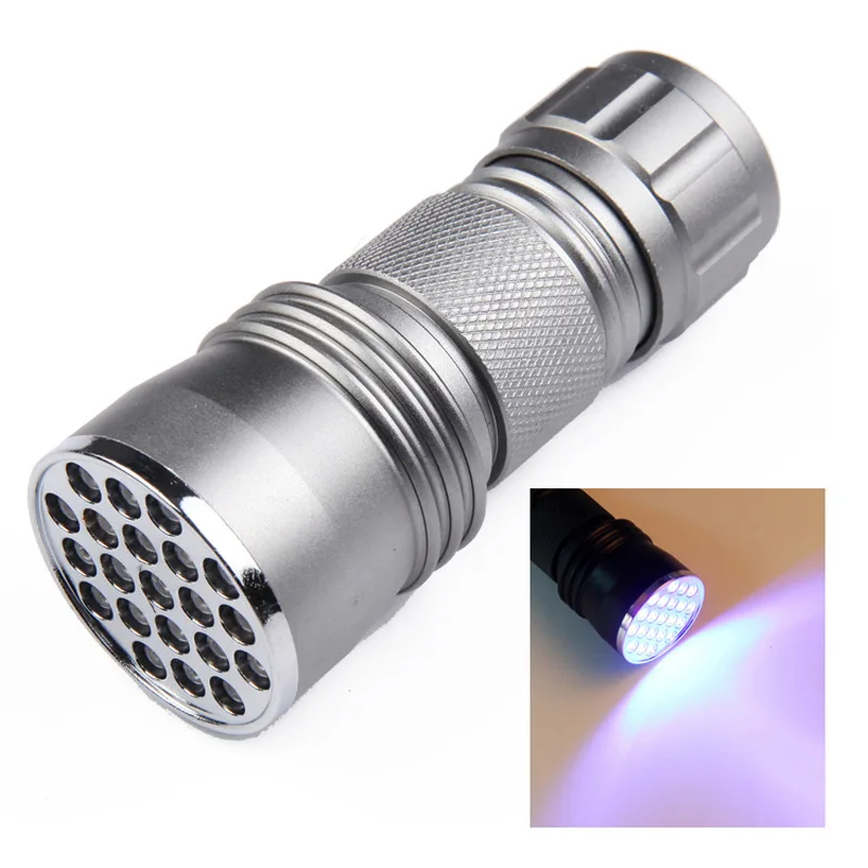 Custom Camping Cheap Portable Handheld Torch Powerful Pocket Aluminum 21 LED UV400 Mini Flashlight