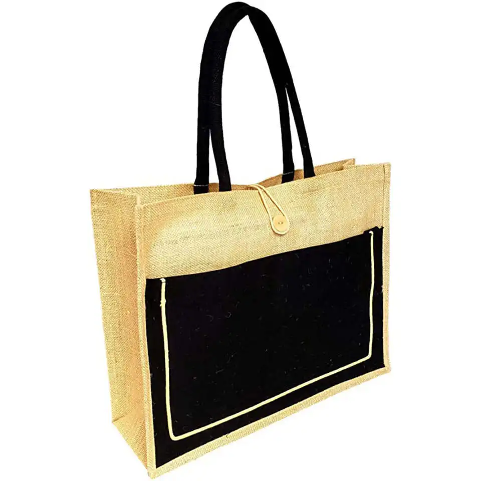 JIAHE Custom Personalization Shopping Tote Bags Blue Sublimation Jute Bags With Button