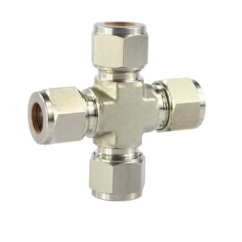 Stainless steel compression fittings tube fitting Swagelok type 1/4' 1/8' OD 4-way connector tube union cross