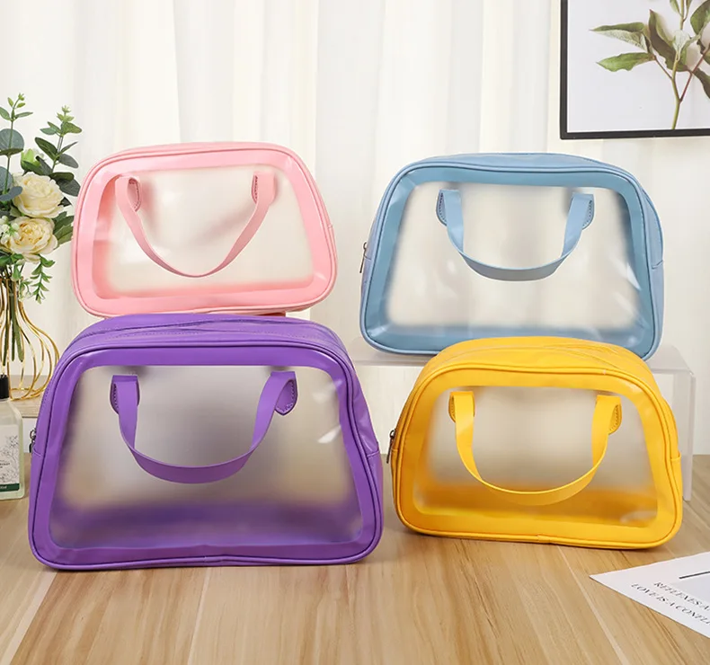 Travel Tote Makeup Wash Bags Printed Silicone Custom PVC/TPU Clear Zipper Custom Toiletry Waterproof Transparent Cosmetic Bag