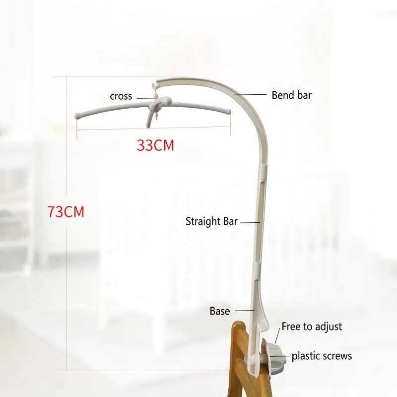 DIY Hanging Support White Nut Screw Baby Crib Mobile Arm Bracket and Bed Bell Holder