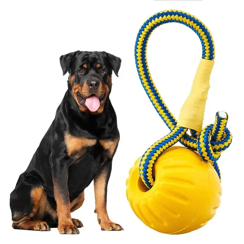 Wholesale interactive eva foam tough dog rope ball tugging ball floating toy
