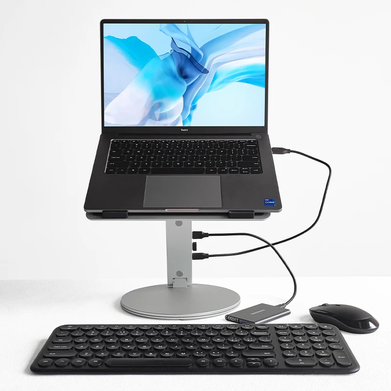 Hot Selling Folding Multi-angle Adjustable 360 Rotating Aluminum Alloy  Docking Station  Usb hub Laptop Stands for Macbook