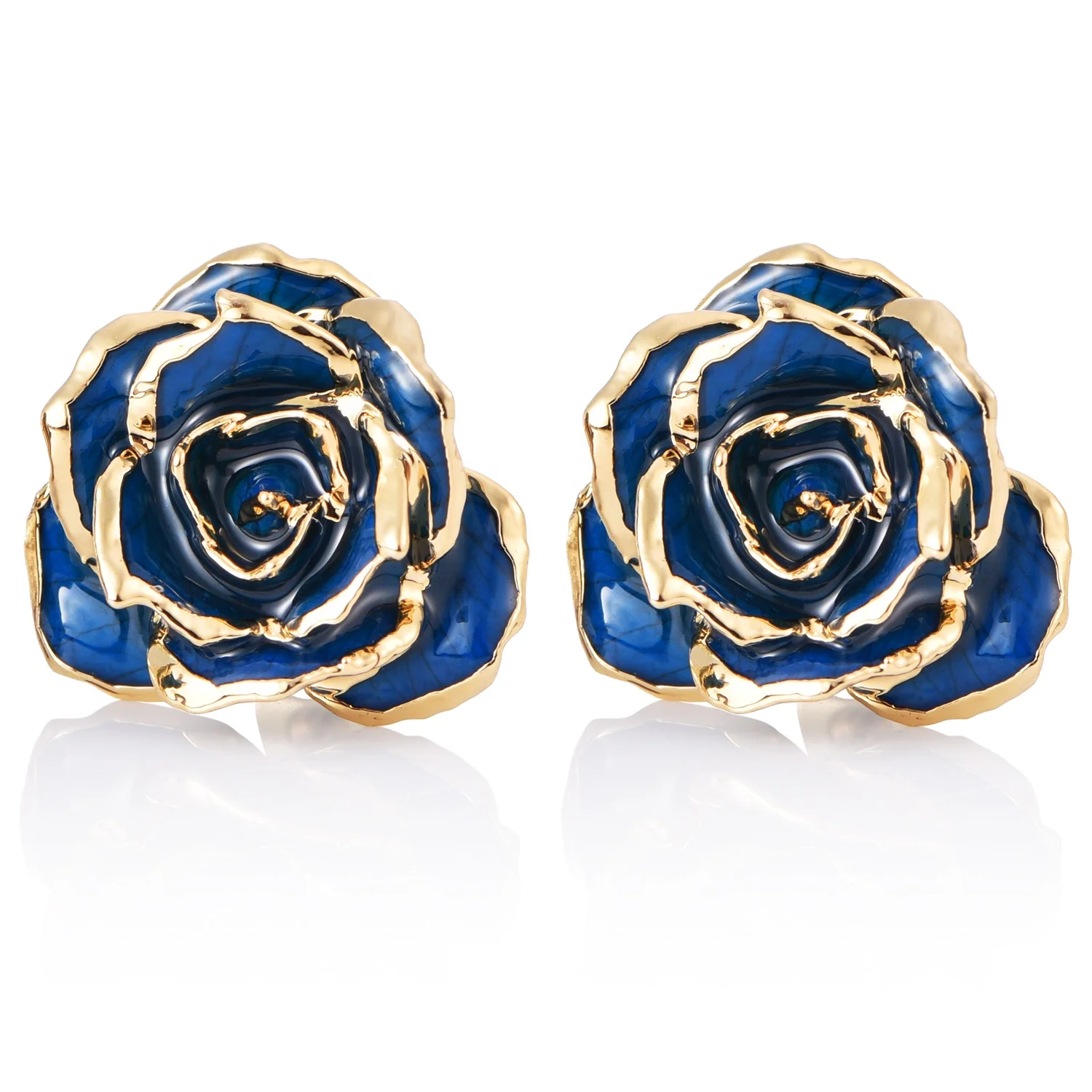 gold dipped rose earrings roses blue rose eternal decoration