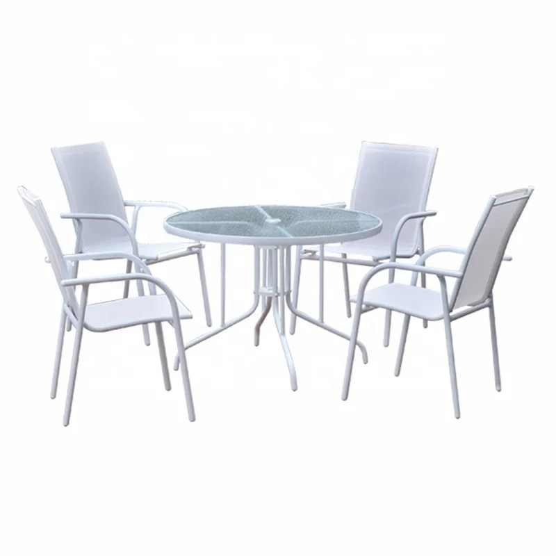 Hot Sale Professional OEM Factory Waterproof Patio Furniture Round Glass Table Top Dining Set