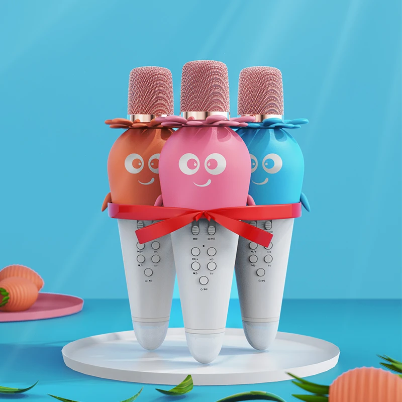 YUHUA Capacitive Karaoke Speaker Wireless Cute Model Handheld Microphone for Kids