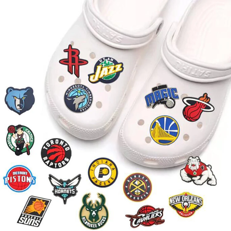 Fast delivery basketball Sports Team Croc Charms PVC NFL croc Shoe Charms for shoes decorations