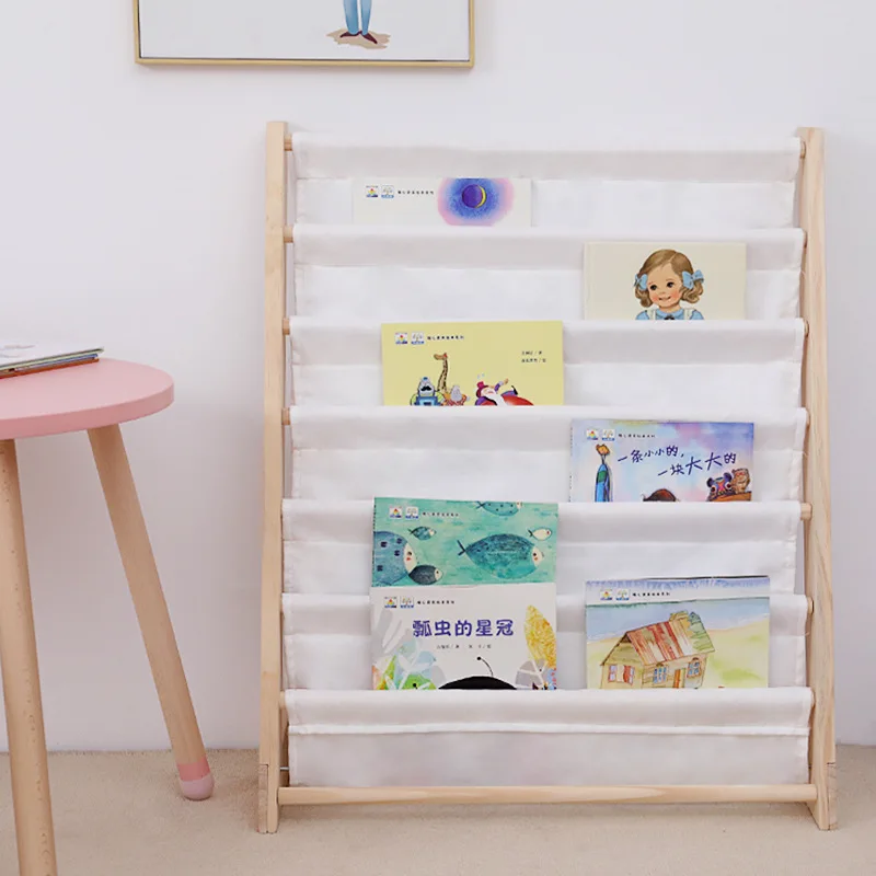 modern Floor Standing book rack bookshelf, Multilayer wooden kids Book Storage Organizer