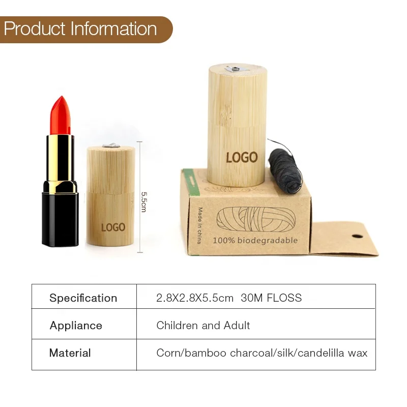 HEYAMO Free Sample Other Teeth Whitening Accessories Dental Floss Picks Biodegradable Bamboo Tube Packaging Corn Dental Flosser