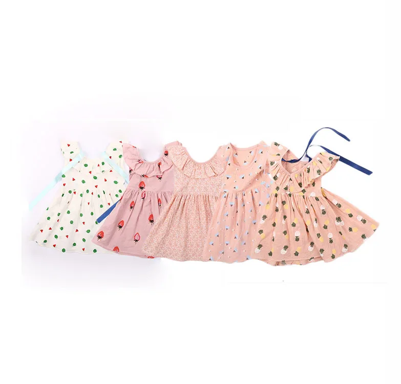 Online Store Girls Clothes Dresses Summer 4 Years Cotton Manufacturer Lace for Kids Children Medium Sunny Sleeveless Printed 200