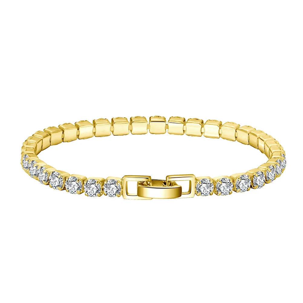 RINNTIN SB93 Wholesale Price 925 Sterling Silver 4A Crystal Clear 4mm Bangle CZ Tennis Bracelets