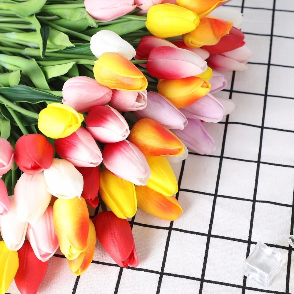 Wedding Decor Beauty Real Touch Tulip Flowers Artificial Latex Tulips